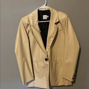 Princess Polly Cream Faux Leather Blazer